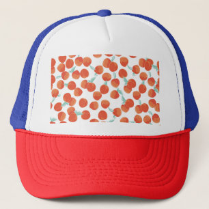 Naadloze perzik vruchten, zomer patroon. trucker pet