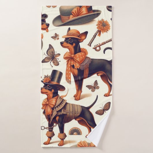  naadloze pinscher badhanddoek (Badhanddoek)
