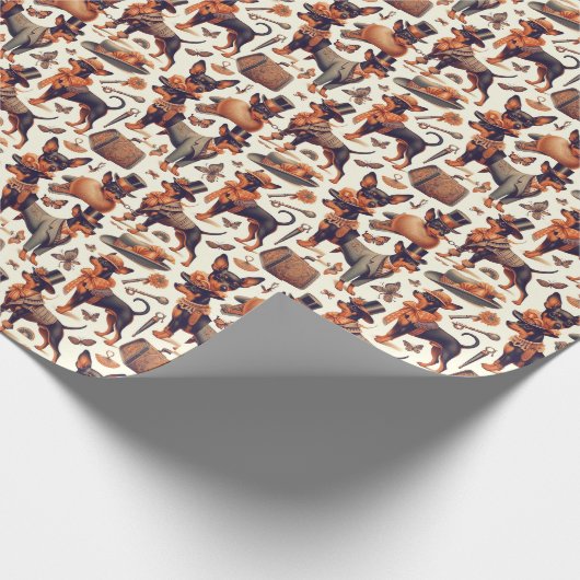  naadloze pinscher cadeaupapier (Hoek)