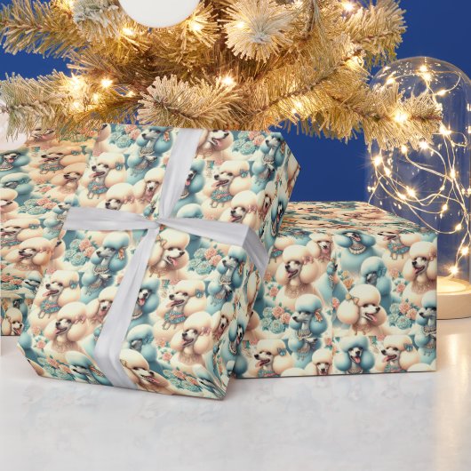  naadloze poedelillustratie cadeaupapier (Feestdagen)