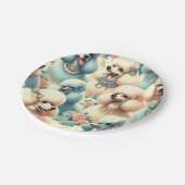 naadloze poedelillustratie papieren bordje (Gekanteld)