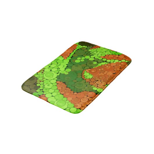 Naadloze pointillisme handbeschilderde cirkels ron badmat (Gekanteld)