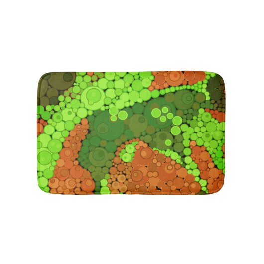 Naadloze pointillisme handbeschilderde cirkels ron badmat (Voorkant)