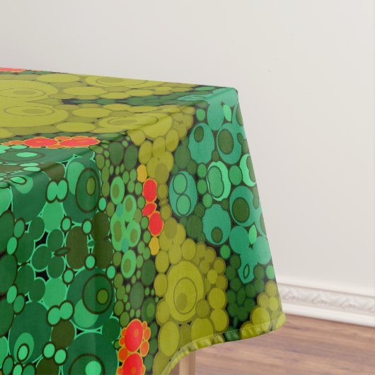 Naadloze pointillisme handbeschilderde cirkels ron tafelkleed (Voorbeeld)
