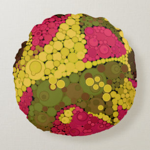 Naadloze pointillisme handgeschilderde cirkels ron rond kussen