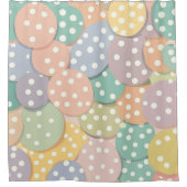Naadloze Polka Dot Patroon in Pastel Kleuren Douchegordijn (Voorkant)