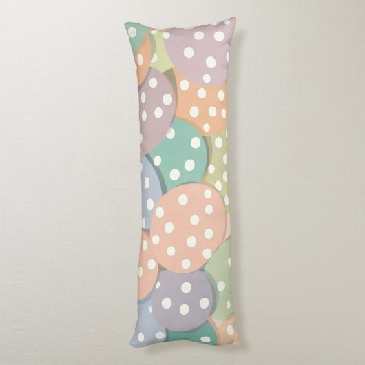 Naadloze Polka Dot Patroon in Pastel Kleuren Lichaamskussen (Achterkant (Verticaal))