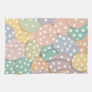 Naadloze Polka Dot Patroon in Pastel Kleuren Theedoek