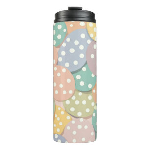 Naadloze Polka Dot Patroon in Pastel Kleuren Thermosbeker