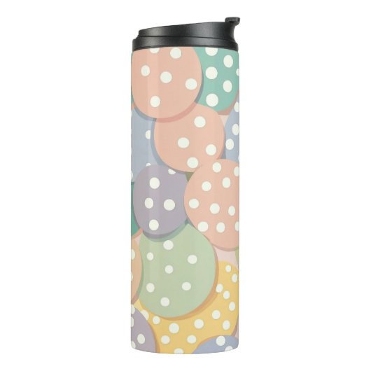 Naadloze Polka Dot Patroon in Pastel Kleuren Thermosbeker (Gedraaid links)