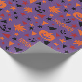 Naadloze pompoen, bladeren en sterren inpakpapier (Hoek)