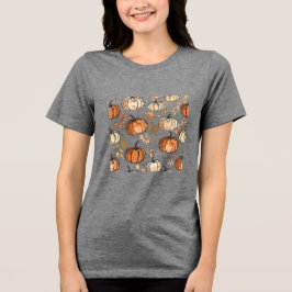 Naadloze pompoen Herfst ontwerp Tri-Blend Shirt