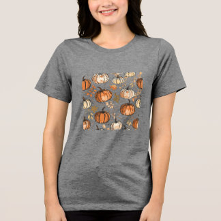 Naadloze pompoen Herfst ontwerp Tri-Blend Shirt