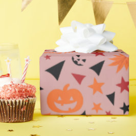 Naadloze pompoen, sterren en bladeren Halloween Wr Cadeaupapier