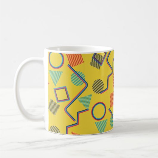 Naadloze Pop Art Pattern. Abstracte kleurige tekst Koffiemok (Links)