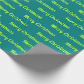 Naadloze prettige kerst Teksten over Blauwgroen Gr Cadeaupapier (Hoek)