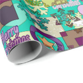 Naadloze prettige kerstsnowflake donkergroene colo cadeaupapier (Rol Hoek)