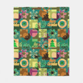 Naadloze prettige kerstsnowflake donkergroene colo fleece deken (Voorkant)