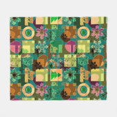 Naadloze prettige kerstsnowflake donkergroene colo fleece deken (Voorkant (Horizontaal))