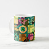 Naadloze prettige kerstsnowflake donkergroene colo koffiemok (Voorkant links)