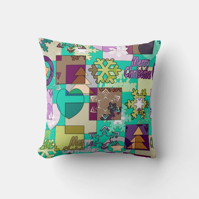 Naadloze prettige kerstsnowflake donkergroene colo kussen (Voorkant)
