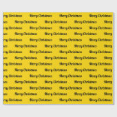 Naadloze prettige kerstteksten over geel cadeaupapier (Vlak)