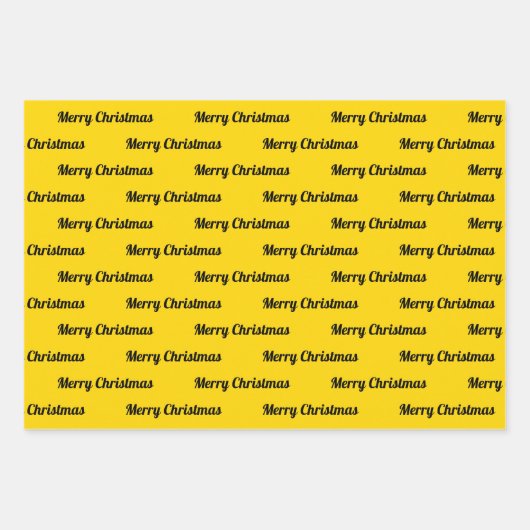 Naadloze prettige kerstteksten over geel inpakpapier vel (Voorkant 3)
