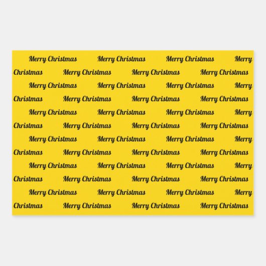 Naadloze prettige kerstteksten over geel inpakpapier vel (Voorkant)