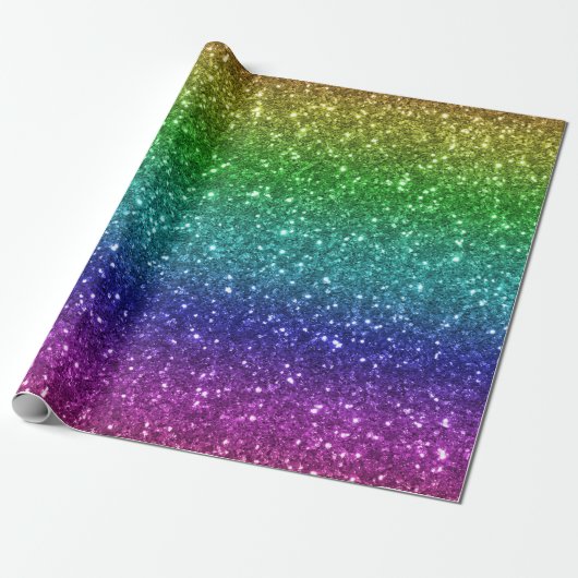 Naadloze regenboog Glitter-1 Cadeaupapier (Uitgerold)