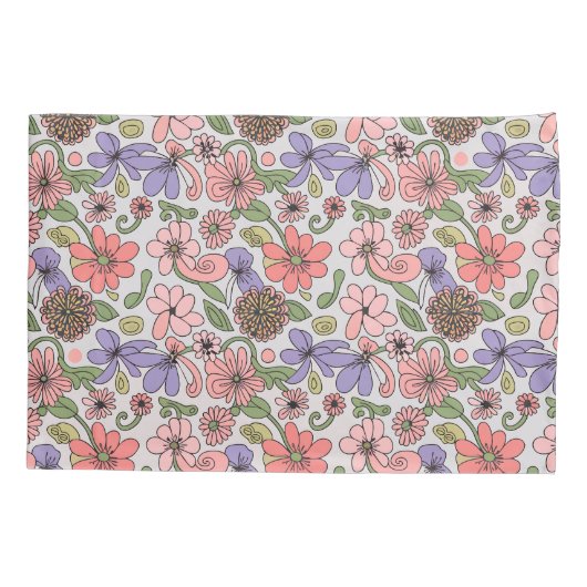 Naadloze Retro Bloemen Patroon Boho Kussensloop (Achterkant)