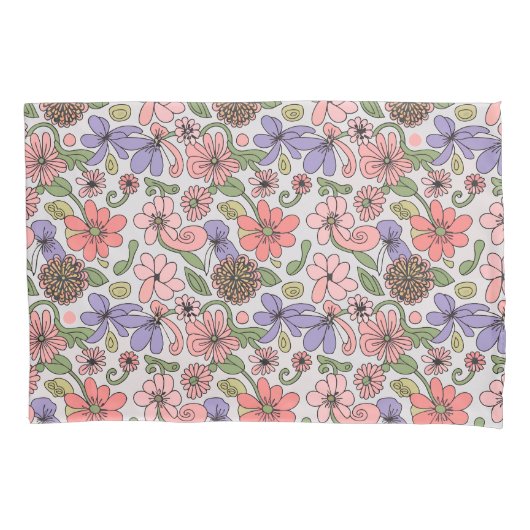 Naadloze Retro Bloemen Patroon Boho Kussensloop (Voorkant)
