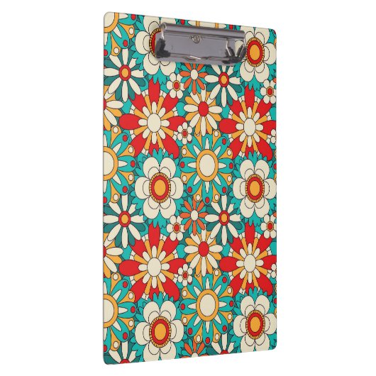 Naadloze Retro Bloemen Patroon.  decoratief Klembord (Rechts)