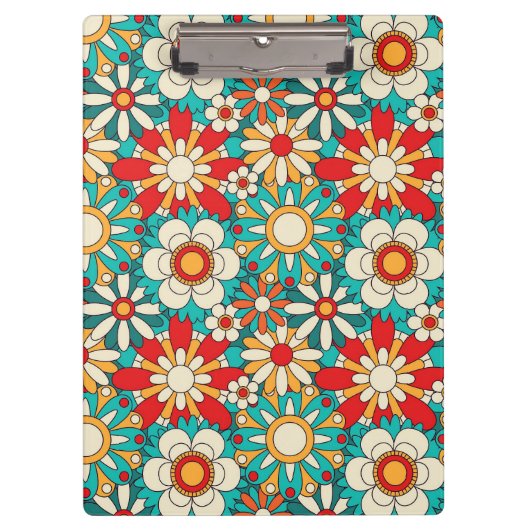Naadloze Retro Bloemen Patroon.  decoratief Klembord (Voorkant)