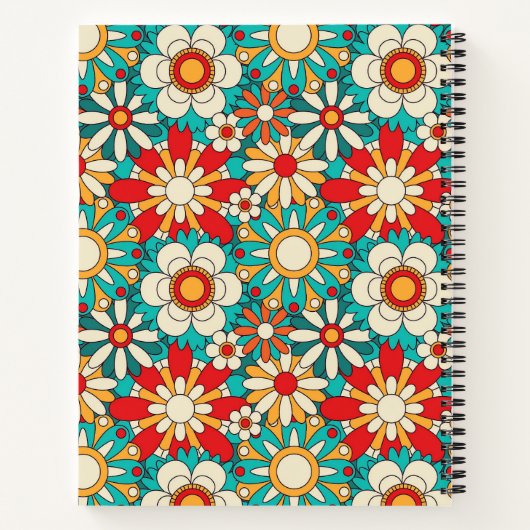 Naadloze Retro Bloemen Patroon.  decoratief Notitieboek (Achterkant)