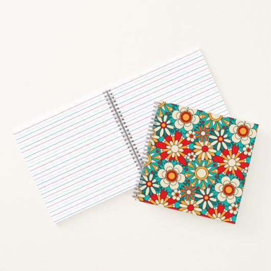 Naadloze Retro Bloemen Patroon.  decoratief Notitieboek (Binnen)