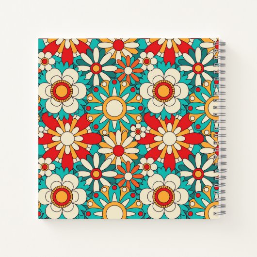 Naadloze Retro Bloemen Patroon.  decoratief Notitieboek (Achterkant)
