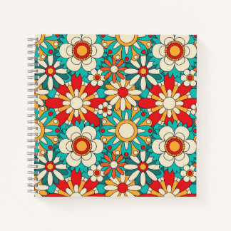 Naadloze Retro Bloemen Patroon.  decoratief Notitieboek