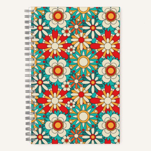 Naadloze Retro Bloemen Patroon.  decoratief Notitieboek (Voorkant)