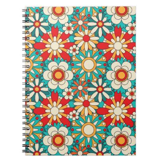 Naadloze Retro Bloemen Patroon.  decoratief Notitieboek (Voorkant)