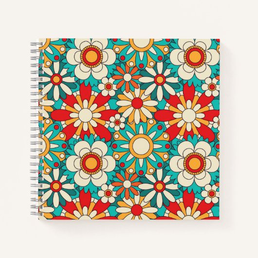Naadloze Retro Bloemen Patroon.  decoratief Notitieboek (Voorkant)