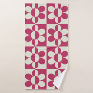 Naadloze retro groovy design met daisy fl badhanddoek