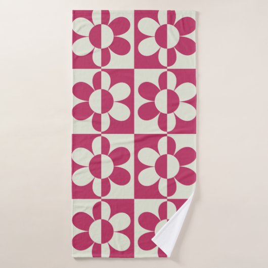 Naadloze retro groovy design met  daisy fl badhanddoek (Badhanddoek)