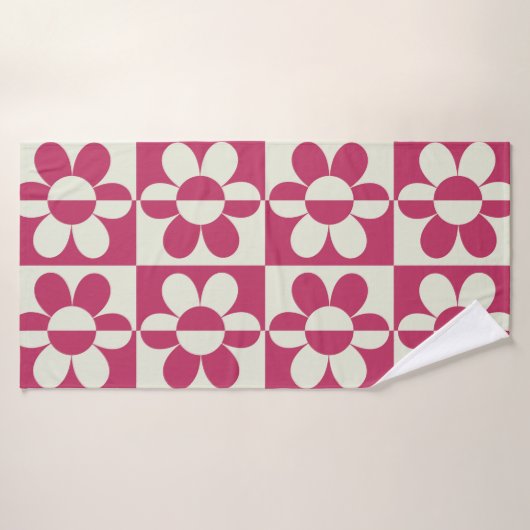 Naadloze retro groovy design met  daisy fl badhanddoek (Badhanddoek)