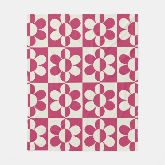 Naadloze retro groovy design met daisy fl fleece deken (Voorkant)