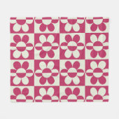 Naadloze retro groovy design met daisy fl fleece deken (Voorkant (Horizontaal))