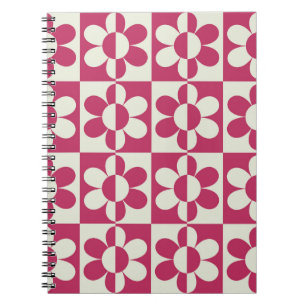 Naadloze retro groovy design met  daisy fl notitieboek