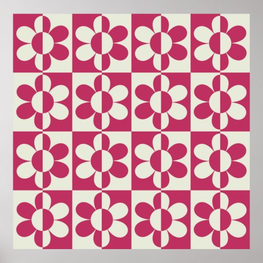 Naadloze retro groovy design met daisy fl poster (Voorkant)