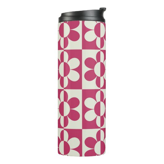 Naadloze retro groovy design met  daisy fl thermosbeker (Gedraaid links)