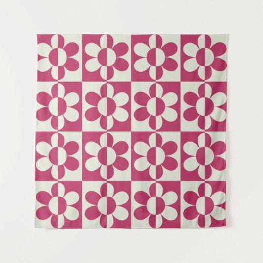Naadloze retro groovy design met daisy fl wandkleed (Voorkant)