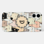 Naadloze retro illustratie katten monogram Case-Mate iPhone case (Achterkant (horizontaal))